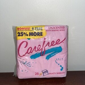 Vintage Carefree Pantiliners Panty Shields‎ Unscented with Baking Soda 1991